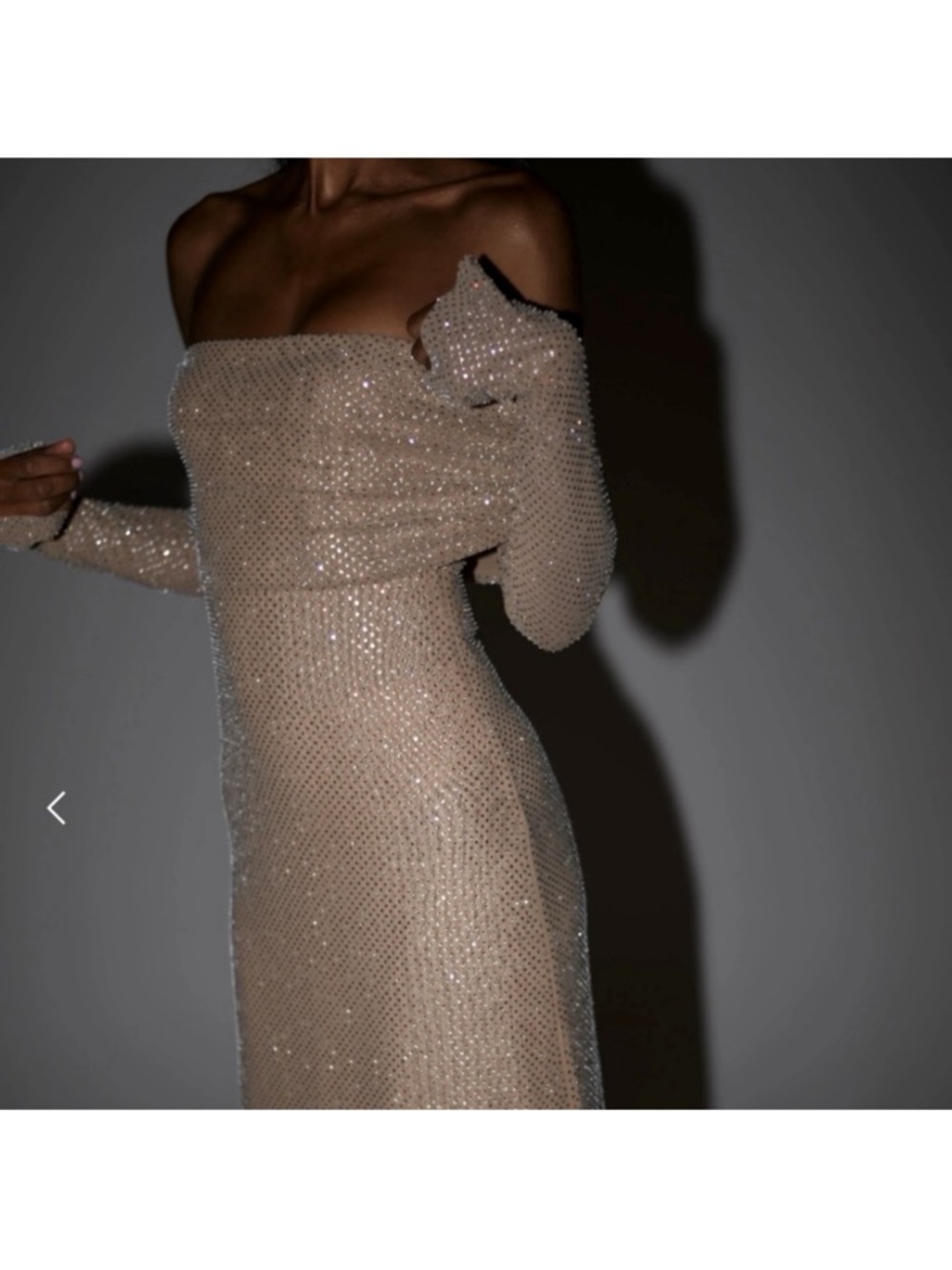 Off Shoulder Diamanté Maxi - Nude rhinestone size  medium  Marcel dress - Picture 3 of 16